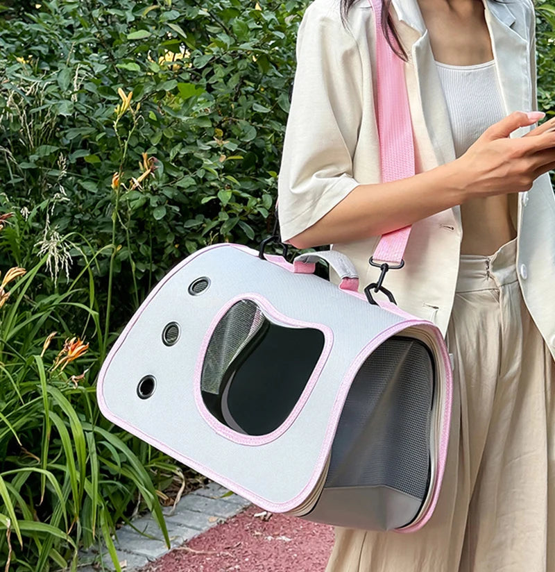 🇫🇷 Sac de transport portable pour chat & petit chien – Sac pliable et respirant pour voyages et sorties | 🇬🇧 Portable Pet Carrier Bag for Cats & Small Dogs – Foldable Breathable Travel & Shoulder Bag