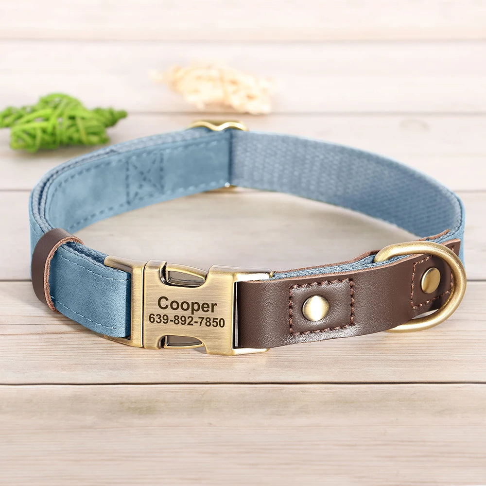 🇫🇷 Collier & laisse personnalisés en cuir PU, médaille gravée offerte. Pour petits & grands chiens (ex : carlin, labrador). 🇬🇧 PU leather custom collar & leash with free engraved tag. For small & large dogs (e.g. pug, labrador).