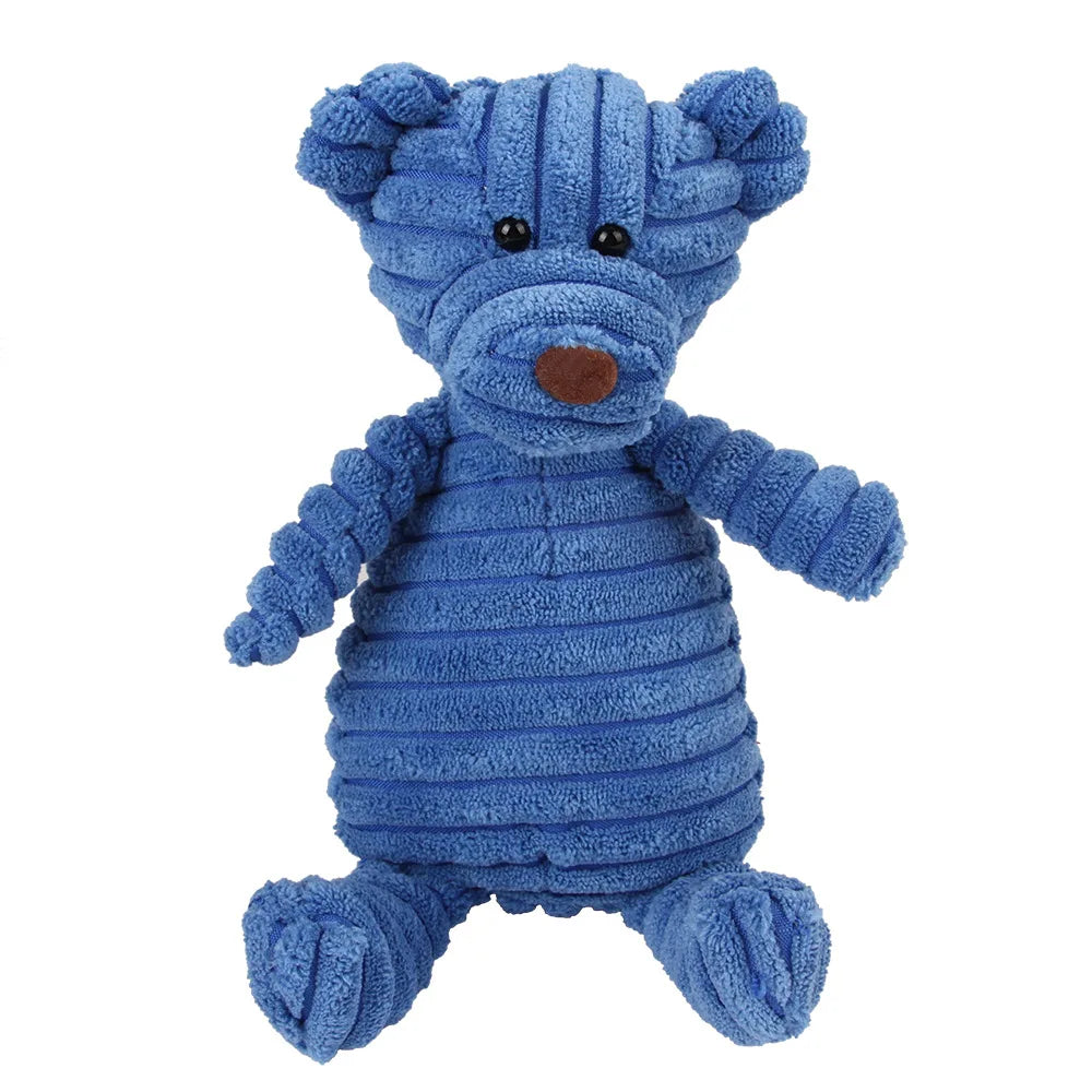 🇫🇷 Jouet en peluche avec couineur pour chien – Singe ou cochon en velours côtelé, nettoie les dents, résistant pour grands chiens. 🇬🇧 Corduroy monkey/pig plush dog toy with squeaker – Tooth cleaning, durable for large dogs.