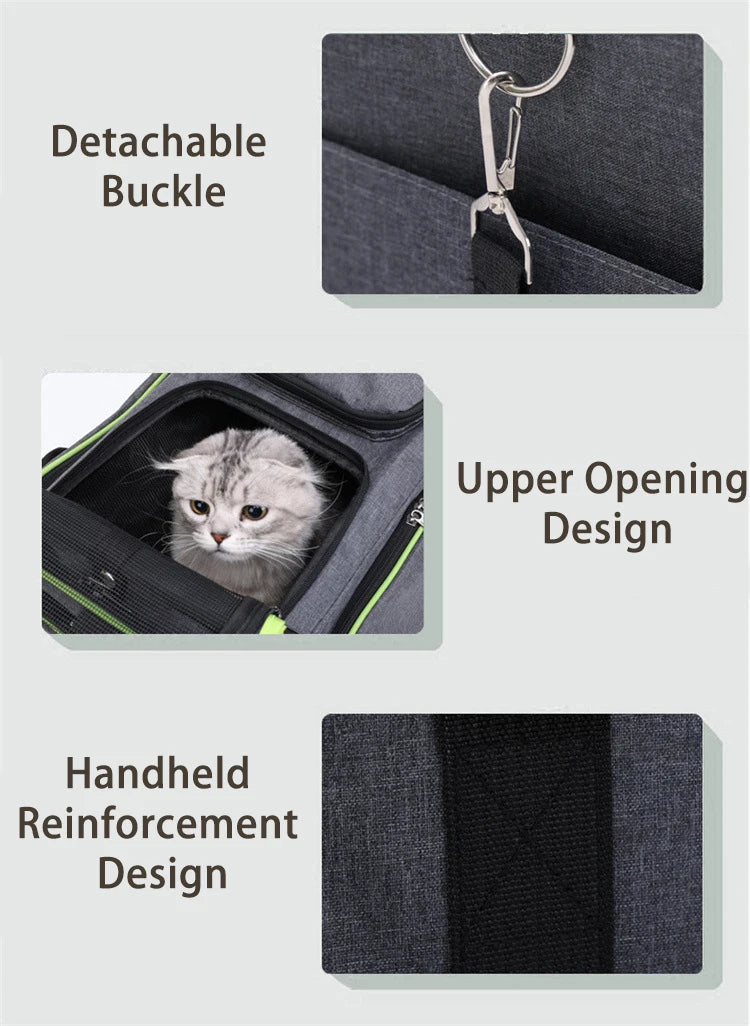 🇫🇷 Sac de transport extensible pour chats et petits chiens – Grande capacité, pliable, respirant, parfait en voiture ou à l’extérieur 🇬🇧 Foldable Expandable Pet Carrier – Large Capacity Cat & Dog Travel Bag, Breathable & Portable for Outdoor/Car Use