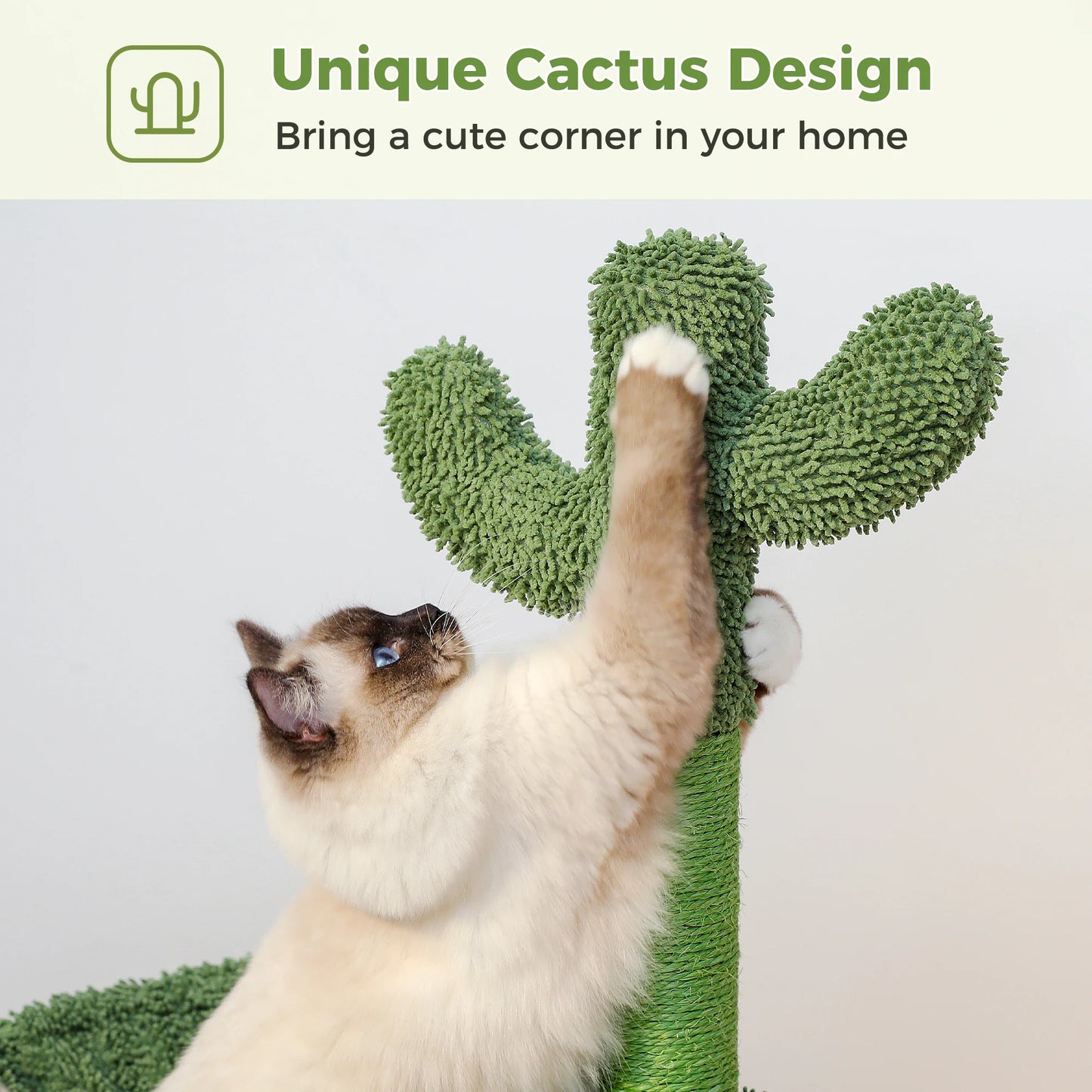 🇫🇷 Arbre à chat cactus – Avec grande niche, hamac, balle suspendue et poteaux à griffer, idéal pour chats d’intérieur  🇬🇧 Cactus Cat Tree – Large condo, hammock, dangling ball & scratching posts for indoor cats