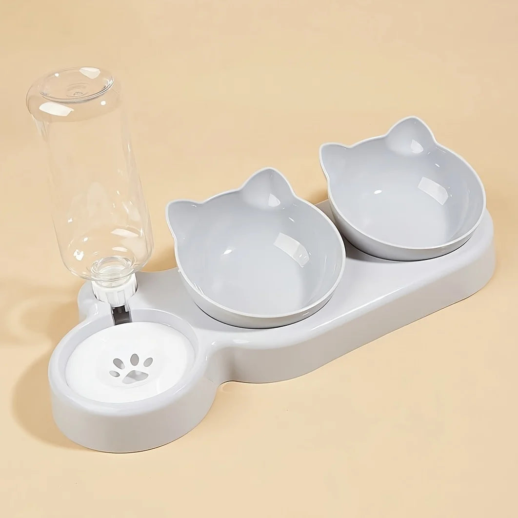 🇫🇷 Gamelles 3-en-1 pour animaux – Bols inclinés avec distributeur d’eau à gravité  🇬🇧 3-in-1 Pet Bowls – Tilted bowls with gravity water feeder