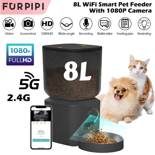 🇫🇷 Distributeur automatique pour chat 8L – Avec caméra 1080p, WiFi 5G, enregistreur vocal et application Tuya  🇬🇧 8L Automatic Cat Feeder – With 1080p camera, 5G WiFi, voice recorder and Tuya app