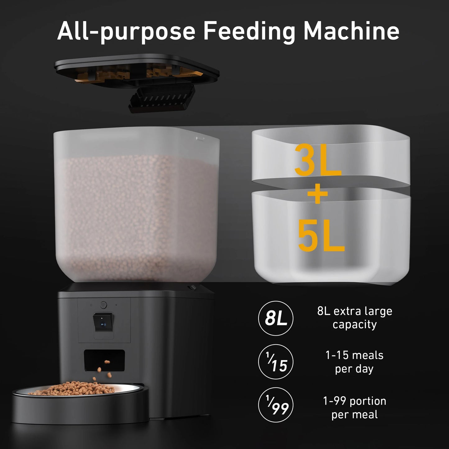 🇫🇷 Distributeur automatique pour chat 8L – Avec caméra 1080p, WiFi 5G, enregistreur vocal et application Tuya  🇬🇧 8L Automatic Cat Feeder – With 1080p camera, 5G WiFi, voice recorder and Tuya app