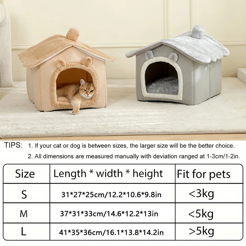 🇫🇷 Maison pliable pour animaux – Grotte lavable et amovible, canapé-lit pour petit chien et chat de petite à moyenne taille 🇬🇧 Foldable Pet House – Removable & Washable Cave Sofa Bed for Extra Small Dogs and Small/Medium Cats