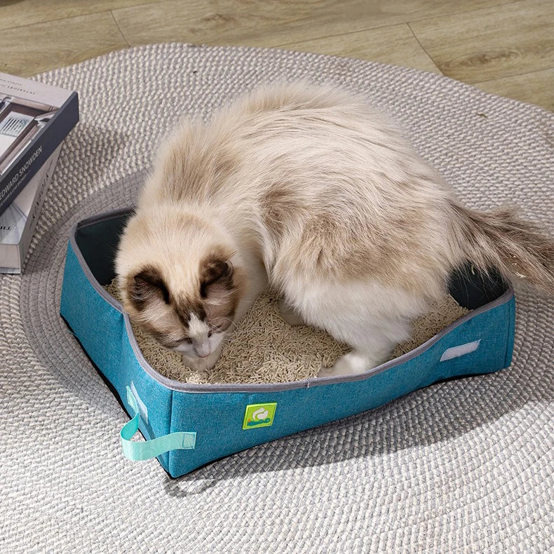 🇫🇷 Bac à Litière Semi-Fermé pour Chat – Pliable, Portable, Étanche en Tissu Oxford | 🇬🇧 Semi Enclosed Cat Litter Box – Foldable, Portable, Waterproof Oxford Cloth Cat Toilet