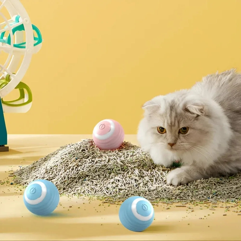 🇫🇷 Balle interactive intelligente pour chat – Jouet électronique automatique, roule toute seule et stimule l’instinct de chasse. 🇬🇧 Smart interactive cat ball – Automatic rolling electronic toy for indoor play & hunting fun.
