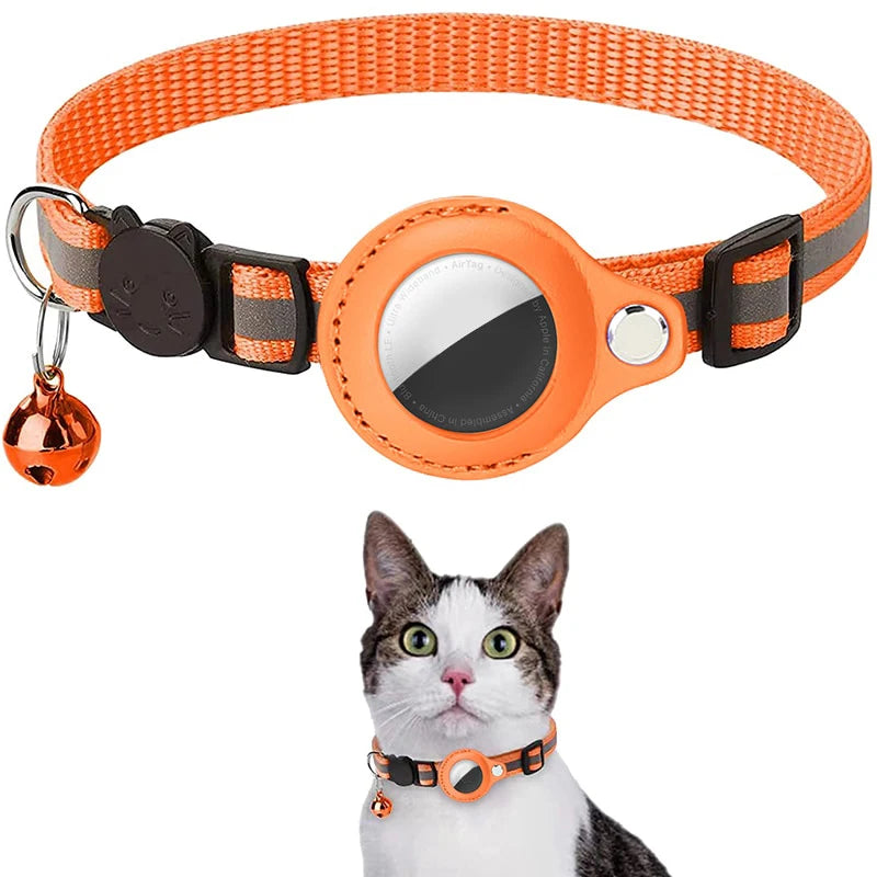 🇫🇷 Collier anti-perte pour chat – Compatible AirTag avec clochette et bande réfléchissante  🇬🇧 Anti-Lost Cat Collar – AirTag compatible with bell and reflective strap