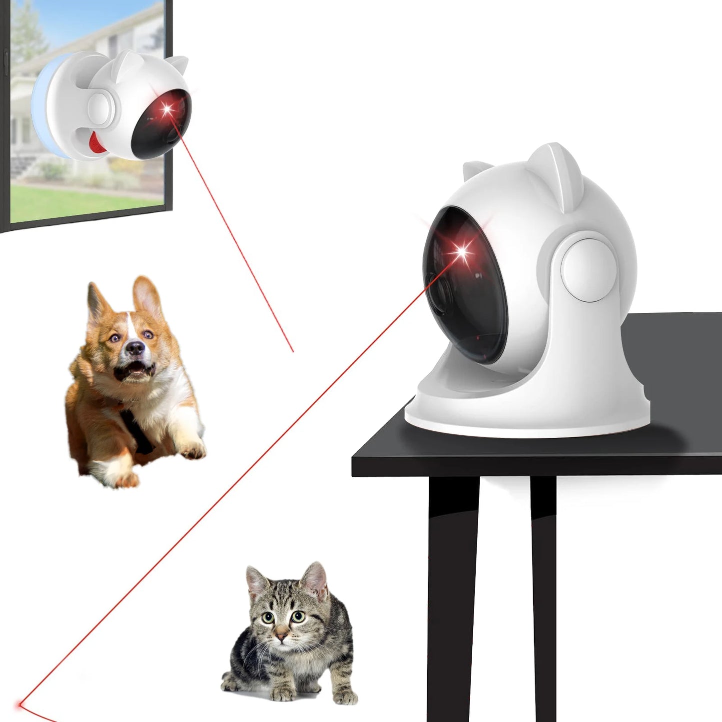 🇫🇷 Jouet laser automatique rechargeable pour chats/chiens – Mouvements aléatoires, modes lent et rapide, idéal intérieur. 🇬🇧 Automatic rechargeable laser toy for cats/dogs – Random motion, slow & fast modes, perfect for indoor play.