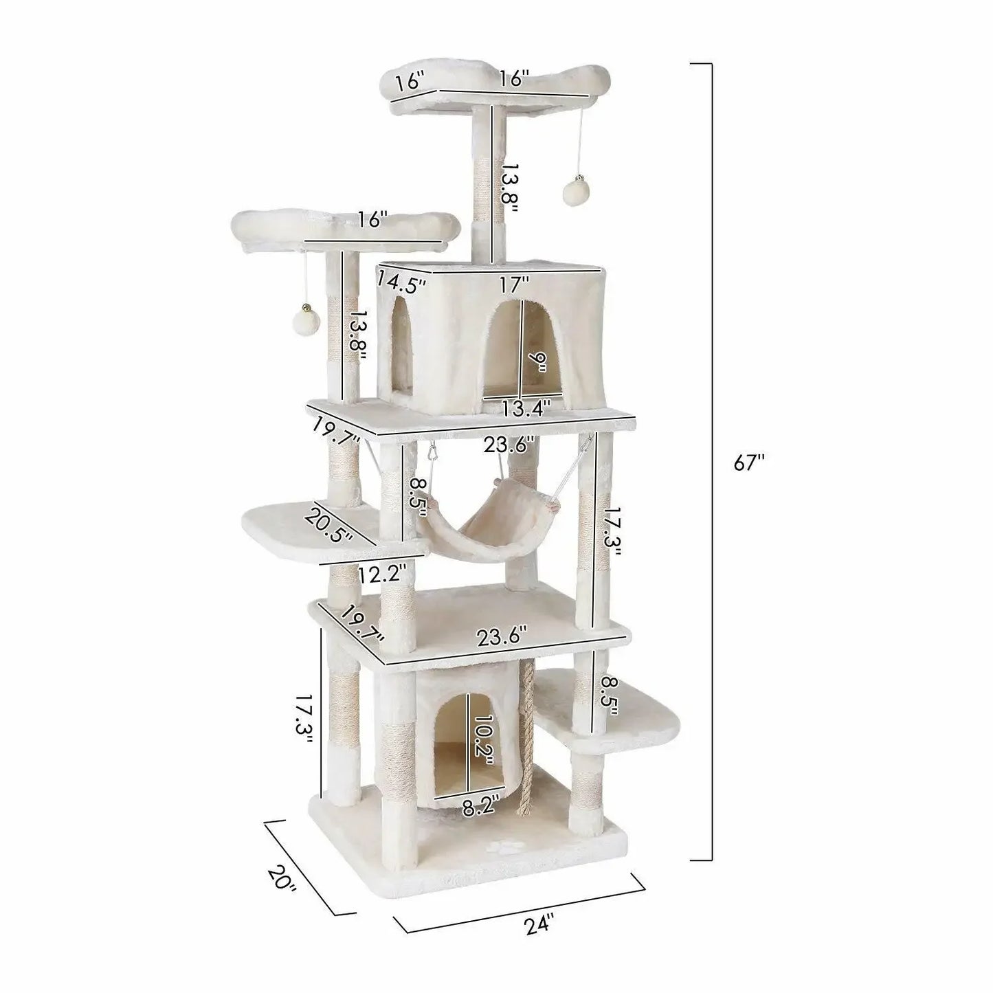 🇫🇷 Français : Arbre à chat 170 cm, tour en peluche avec niches et griffoirs. Parfait pour chats d’intérieur.  🇬🇧 English: 170cm cat tree, plush tower with condos and scratchers. Ideal for indoor cats.