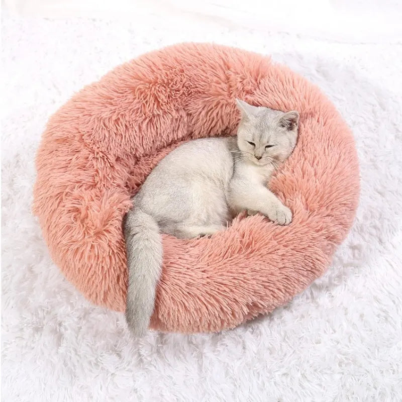 🇫🇷 Lit rond pour chiens & chats (40-90 cm) – Panier ultra doux en peluche longue, couchage chaud pour petits, moyens & grands animaux | 🇬🇧 Round Pet Bed (40-90cm) – Super Soft Long Plush Dog & Cat Bed, Warm Winter Sleeping Nest