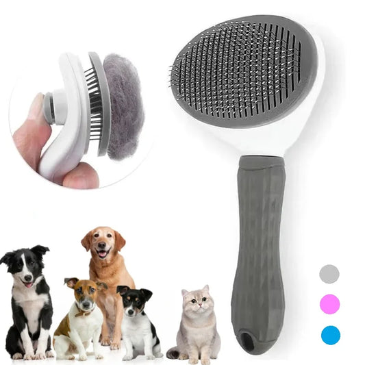 🇫🇷 Brosse Autonettoyante Anti-Poils – Peigne de Toilettage pour Chats et Chiens 🇬🇧 Self-Cleaning Pet Hair Removal Brush – Grooming Comb for Cats & Dogs
