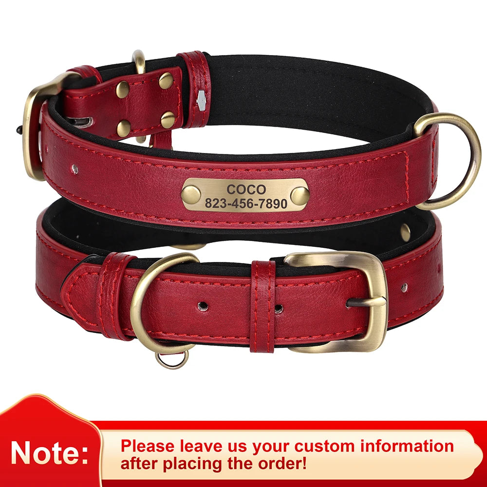 🇫🇷 Collier pour chien en cuir PU personnalisé – Gravure gratuite du nom et de l’ID, pour chiens petits, moyens et grands  🇬🇧 Personalized PU Leather Dog Collar – Free name & ID engraving for small, medium & large dogs