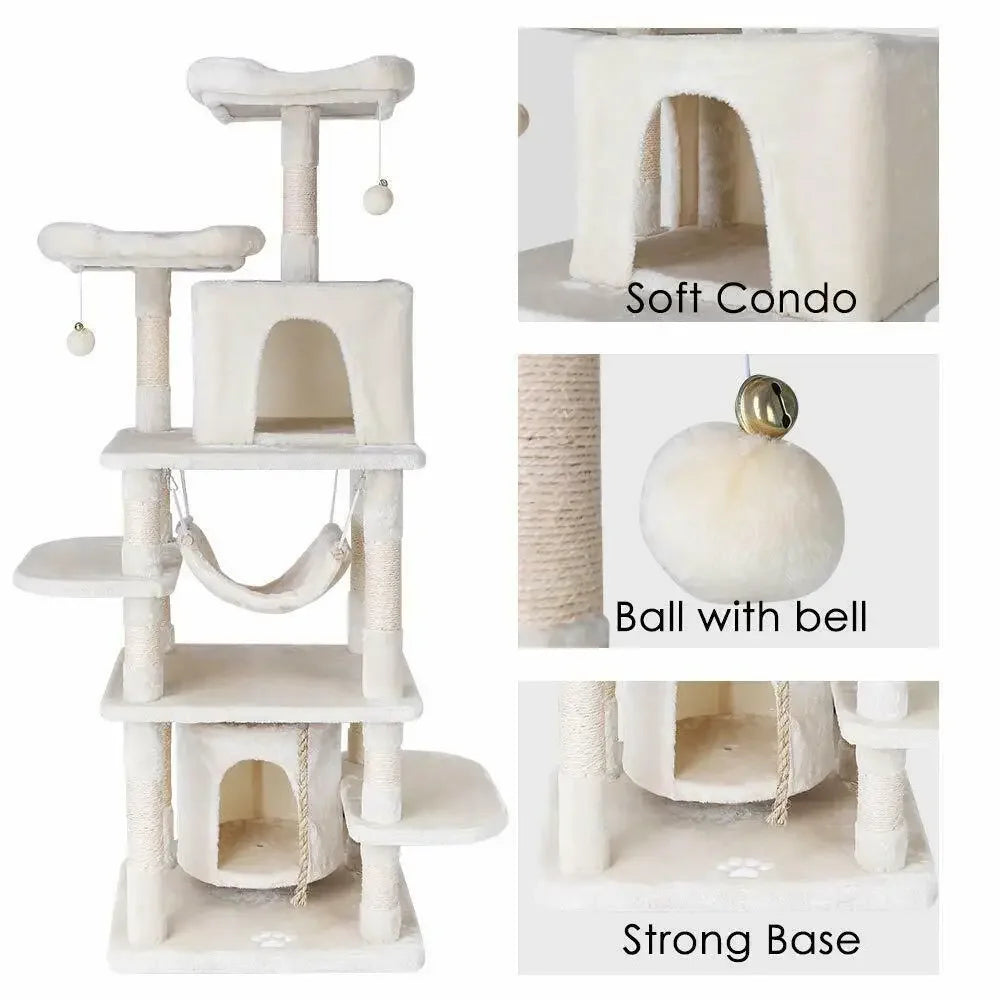 🇫🇷 Français : Arbre à chat 170 cm, tour en peluche avec niches et griffoirs. Parfait pour chats d’intérieur.  🇬🇧 English: 170cm cat tree, plush tower with condos and scratchers. Ideal for indoor cats.