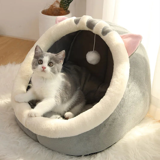 🇫🇷 Lit pour chat sommeil profond – Design cartoon, pliable, amovible et lavable, en forme de sac ou grotte pour petit chien ou chat 🇬🇧 Deep Sleep Cat Bed – Cartoon Style, Foldable, Removable & Washable Cave Bag Mat for Small Dogs or Cats