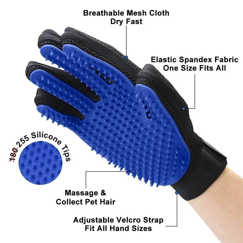 🇫🇷 Gants de toilettage en silicone pour chats et chiens – Brosse & peigne pour retirer les poils, masser et laver vos animaux. 🇬🇧 Silicone pet grooming gloves for cats & dogs – Brush & comb to remove hair, massage & bathe your pets.