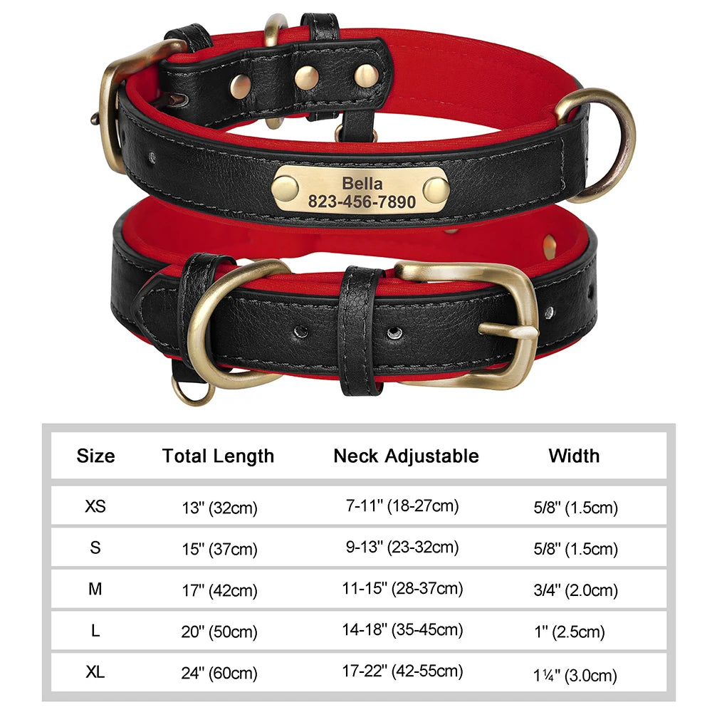 🇫🇷 Collier pour chien en cuir PU personnalisé – Gravure gratuite du nom et de l’ID, pour chiens petits, moyens et grands  🇬🇧 Personalized PU Leather Dog Collar – Free name & ID engraving for small, medium & large dogs