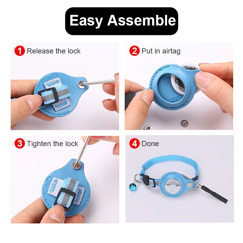 🇫🇷 Collier anti-perte pour chat – Compatible AirTag avec clochette et bande réfléchissante  🇬🇧 Anti-Lost Cat Collar – AirTag compatible with bell and reflective strap