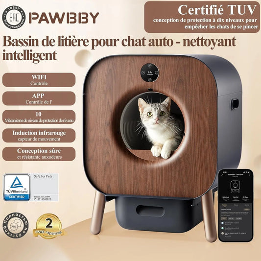🇫🇷 PAWBBY P1 Bac à Litière Intelligent Autonettoyant – XXL, App Connectée, Certifié TÜV, Idéal pour Plusieurs Chats 🇬🇧 PAWBBY P1 Ultra Smart Self-Cleaning Litter Box – Extra Large, App Control, TÜV Certified, Multi-Cat Friendly