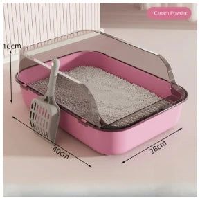 🇫🇷 Litière Tout-en-Un pour Chat avec Rangement pour Pelle – Design Incassable Anti-Rayures, Parois Hautes Anti-Débordement | 🇬🇧 All-in-One Cat Litter Box with Built-in Scoop Storage – Scratch-Resistant, High Walls