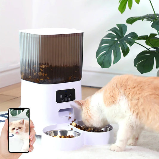 🇫🇷 Distributeur automatique 5L avec caméra – Double gamelle, enregistreur vocal, vidéo, pour croquettes chat/chien, contrôle intelligent 🇬🇧 5L Smart Auto Cat Feeder with Camera – Dual Bowls, Video & Voice Recorder, Dry Food Dispenser for Cats & Dogs