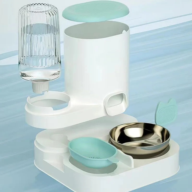 🇫🇷 Gamelle & distributeur automatique pour chats et chiens – bol intégré pour eau et nourriture, pratique pour boire & manger. 🇬🇧 Automatic feeder & water bowl for cats & dogs – integrated food & water dish for easy eating & drinking.