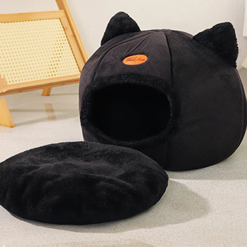 🇫🇷 Nid douillet pour chats & petits chiens – Tente cocon chaude pour l’hiver, panier moelleux pour un sommeil profond | 🇬🇧 Winter Deep Sleep Pet Cave – Cozy Tent Bed for Cats & Small Dogs, Soft Indoor Basket Nest
