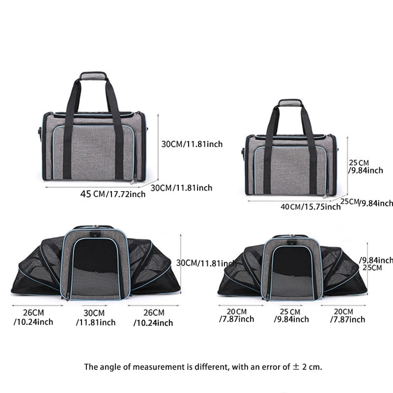 🇫🇷 Sac de transport pliable pour chats et petits chiens – Extensible, respirant, léger, avec filets aérés pour sorties et voyages 🇬🇧 Foldable Pet Carrier for Cats & Small Dogs – Expandable, Breathable Mesh Travel Bag for Outdoor &