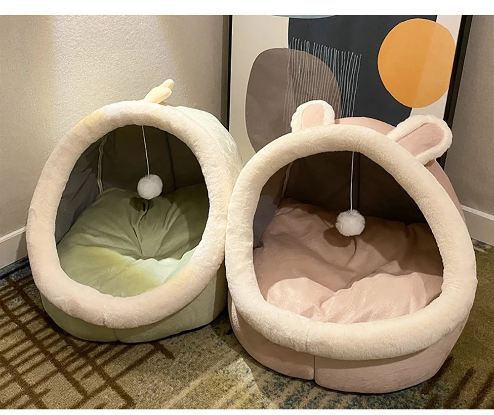 🇫🇷 Lit pour chat sommeil profond – Design cartoon, pliable, amovible et lavable, en forme de sac ou grotte pour petit chien ou chat 🇬🇧 Deep Sleep Cat Bed – Cartoon Style, Foldable, Removable & Washable Cave Bag Mat for Small Dogs or Cats