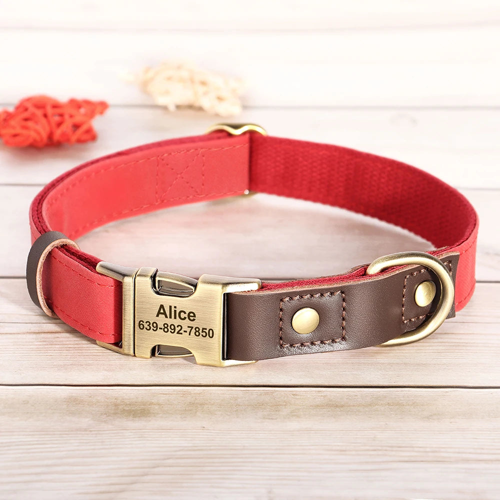 🇫🇷 Collier & laisse personnalisés en cuir PU, médaille gravée offerte. Pour petits & grands chiens (ex : carlin, labrador). 🇬🇧 PU leather custom collar & leash with free engraved tag. For small & large dogs (e.g. pug, labrador).