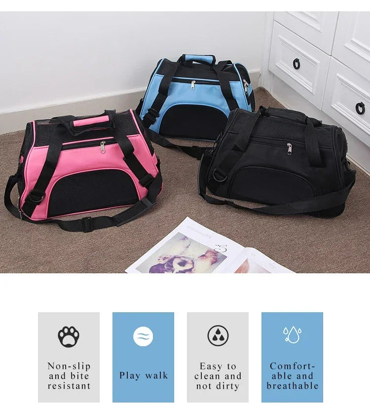 🇫🇷 Sac de transport portable pour chien et chat – Sac respirant en maille pour voyages et sorties  🇬🇧 Portable Dog & Cat Carrier Bag – Breathable mesh travel tote for pets