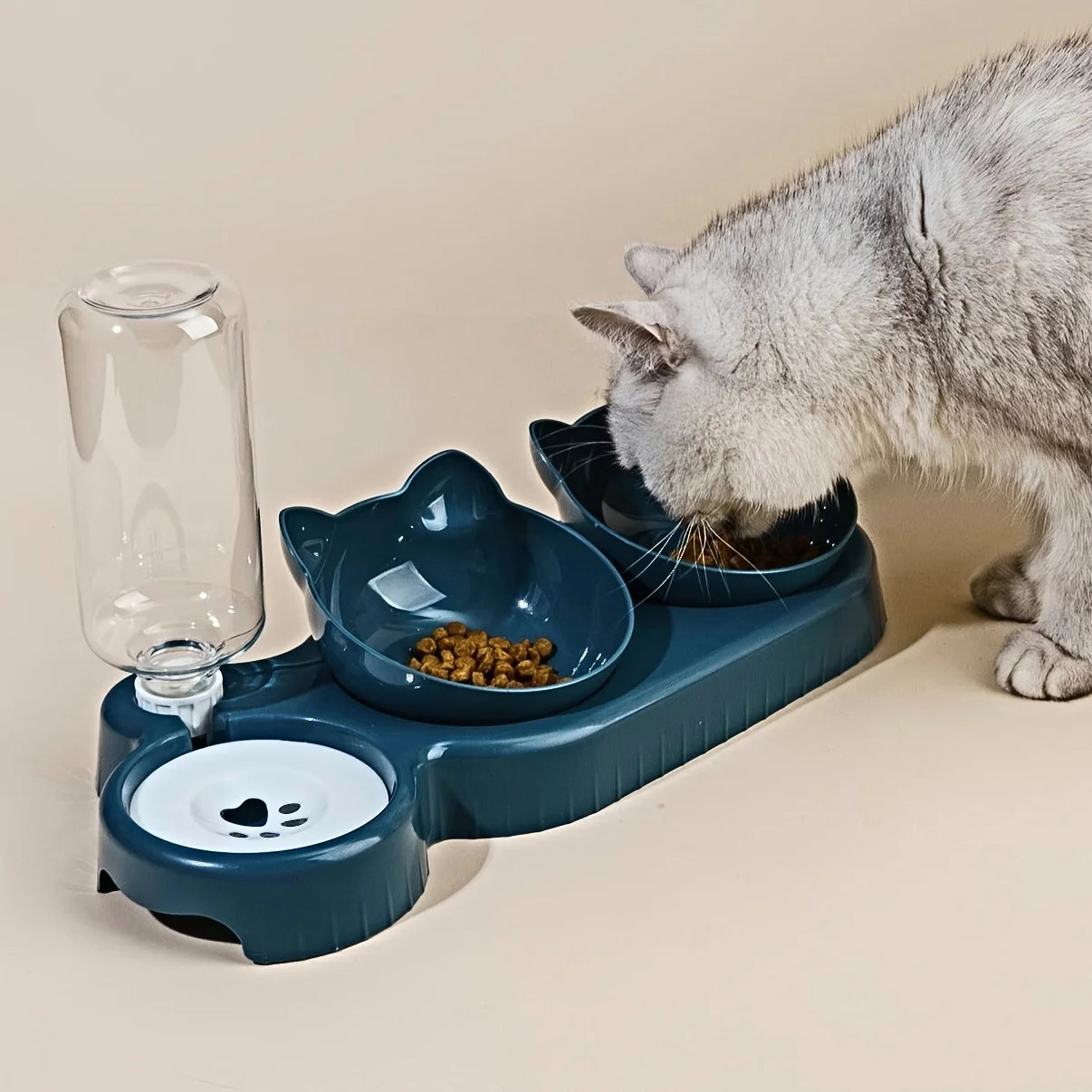 🇫🇷 Gamelles 3-en-1 pour animaux – Bols inclinés avec distributeur d’eau à gravité  🇬🇧 3-in-1 Pet Bowls – Tilted bowls with gravity water feeder