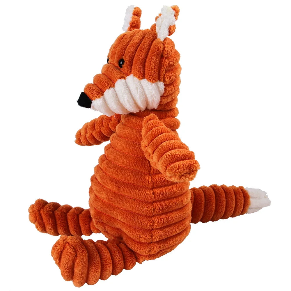 🇫🇷 Jouet en peluche avec couineur pour chien – Singe ou cochon en velours côtelé, nettoie les dents, résistant pour grands chiens. 🇬🇧 Corduroy monkey/pig plush dog toy with squeaker – Tooth cleaning, durable for large dogs.