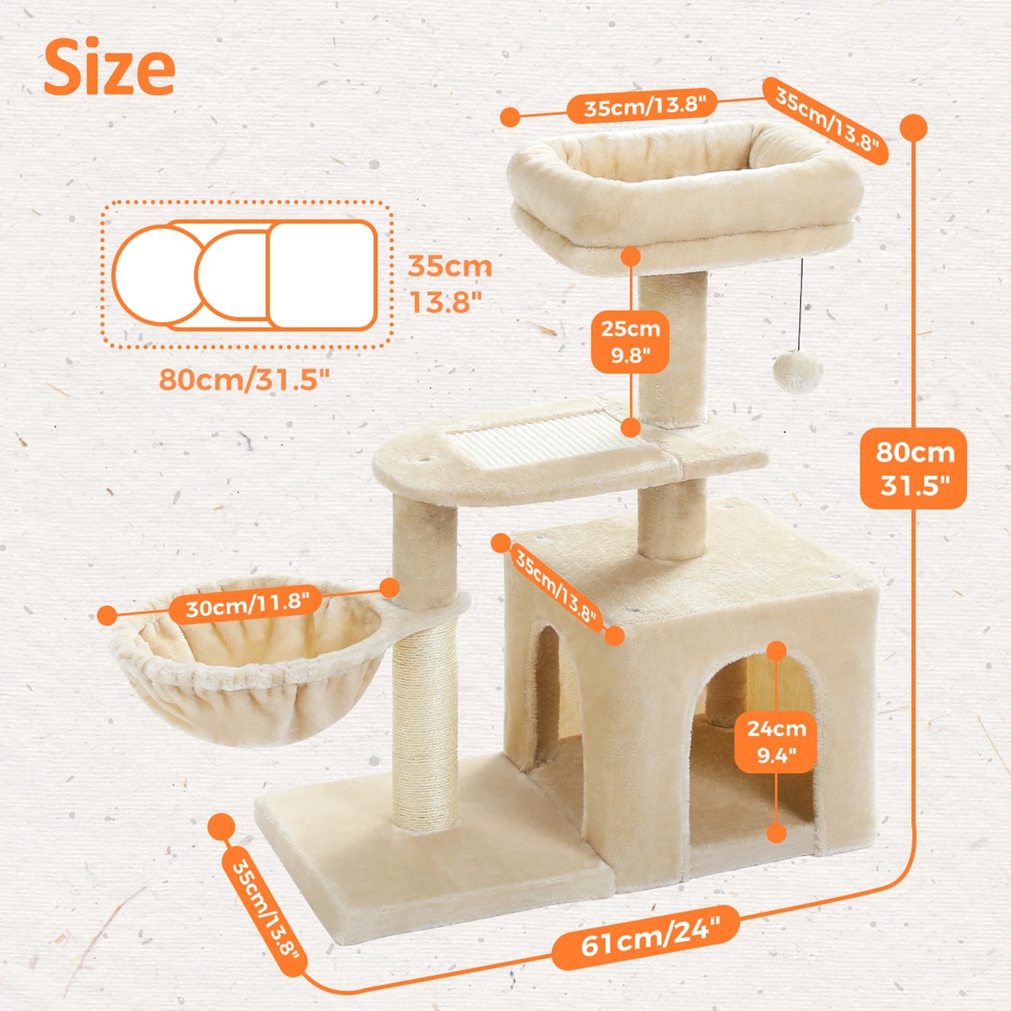 🇫🇷 Arbre à chat intérieur – Tour d’activités avec hamac, griffoirs et plateforme amovible, 2 styles disponibles, coloris gris 🇬🇧 Indoor Cat Tree – Activity Tower with Scratching Posts, Large Hammock & Removable Top Perch, 2 Styles, Grey
