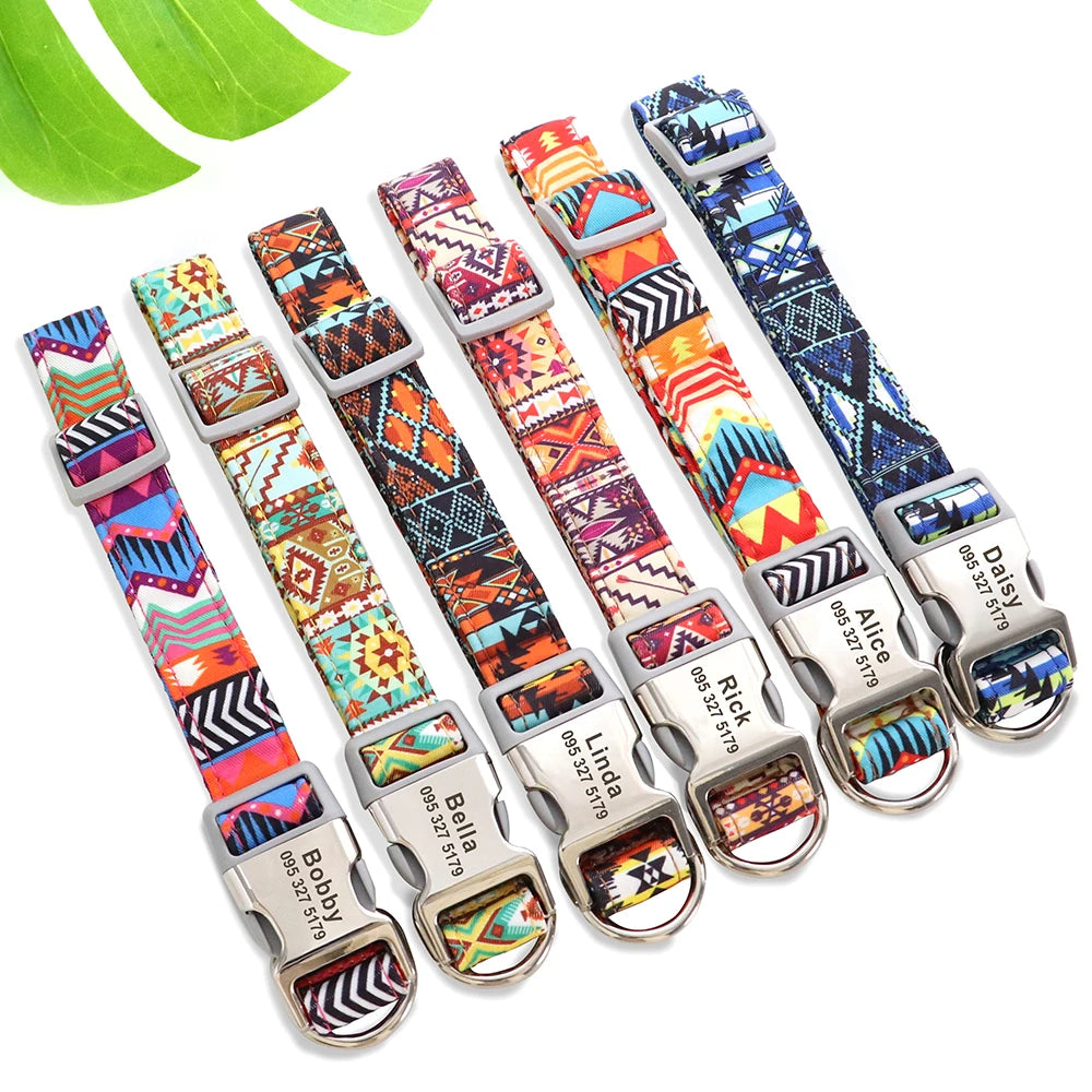 🇫🇷 Collier réglable en nylon pour chien – Personnalisé avec gravure sur la boucle, anti-perte, pour petits, moyens et grands chiens  🇬🇧 Adjustable Nylon Dog Collar – Personalized with engraved buckle, anti-lost, for small, medium & large dogs