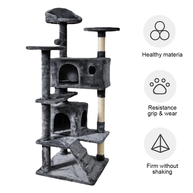🇫🇷 Tour à Chat Multi-Niveaux avec Griffoirs, Niches et Jouets pour Chatons 🇬🇧 Multi-Level Cat Tree Tower with Scratch Posts, Condos & Kitten Toys