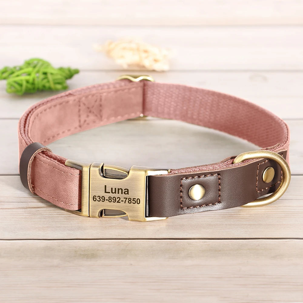 🇫🇷 Collier & laisse personnalisés en cuir PU, médaille gravée offerte. Pour petits & grands chiens (ex : carlin, labrador). 🇬🇧 PU leather custom collar & leash with free engraved tag. For small & large dogs (e.g. pug, labrador).