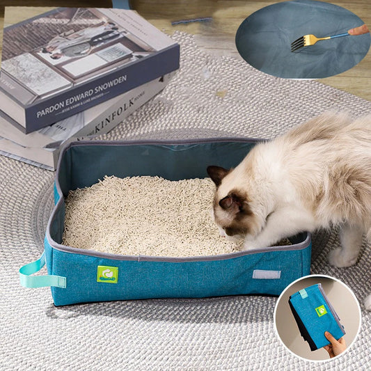 🇫🇷 Bac à Litière Semi-Fermé pour Chat – Pliable, Portable, Étanche en Tissu Oxford | 🇬🇧 Semi Enclosed Cat Litter Box – Foldable, Portable, Waterproof Oxford Cloth Cat Toilet