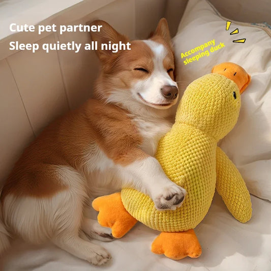 🇫🇷 Jouet canard en peluche pour chien – Résistant aux morsures, avec couineur, idéal pour mâcher et câliner. 🇬🇧 Plush duck dog toy – Bite-resistant with squeaker, perfect for chewing and cuddling.