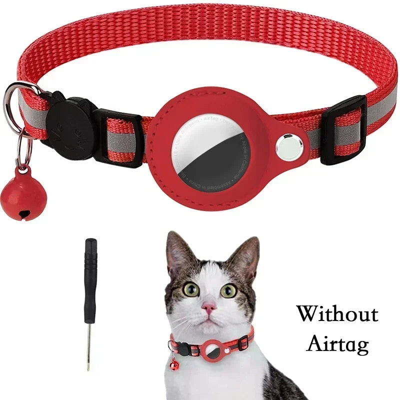 🇫🇷 Collier anti-perte pour chat – Compatible AirTag avec clochette et bande réfléchissante  🇬🇧 Anti-Lost Cat Collar – AirTag compatible with bell and reflective strap