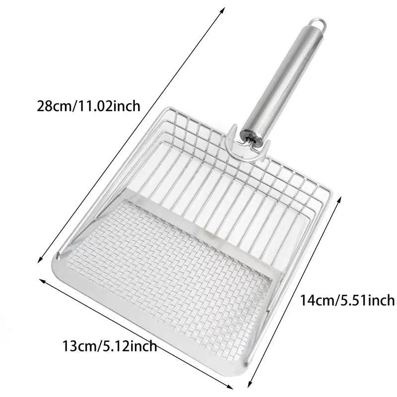 🇫🇷 Pelle à Litière Universelle en Acier Inoxydable avec Poignée – Tamis Fin & Pratique pour Nettoyage Facile | 🇬🇧 Universal Stainless Steel Cat Litter Scoop with Handle – Fine Mesh & Convenient Cleaning Tool
