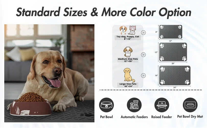 🇫🇷 Tapis d’alimentation imperméable pour chiens et chats – Séchage rapide, antidérapant, idéal sous gamelles  🇬🇧 Waterproof Pet Feeding Mat – Quick dry, non-slip placemat for dog & cat food and water bowls