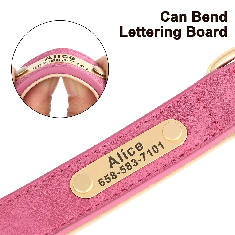🇫🇷 Collier pour chien en cuir PU personnalisé – Gravure gratuite du nom et de l’ID, pour chiens petits, moyens et grands  🇬🇧 Personalized PU Leather Dog Collar – Free name & ID engraving for small, medium & large dogs