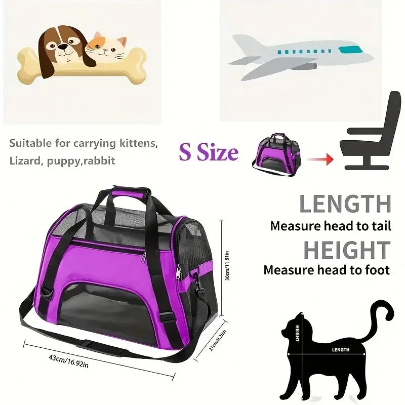 🇫🇷 Sac de transport portable pour chien et chat – Sac respirant en maille pour voyages et sorties  🇬🇧 Portable Dog & Cat Carrier Bag – Breathable mesh travel tote for pets