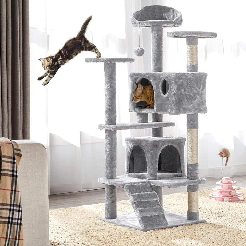 🇫🇷 Tour à Chat Multi-Niveaux avec Griffoirs, Niches et Jouets pour Chatons 🇬🇧 Multi-Level Cat Tree Tower with Scratch Posts, Condos & Kitten Toys