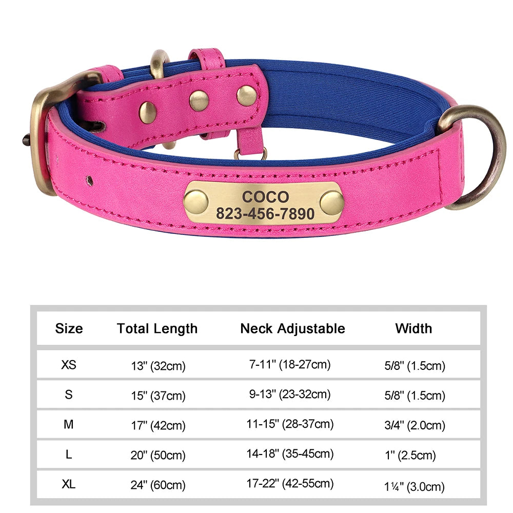 🇫🇷 Collier pour chien en cuir PU personnalisé – Gravure gratuite du nom et de l’ID, pour chiens petits, moyens et grands  🇬🇧 Personalized PU Leather Dog Collar – Free name & ID engraving for small, medium & large dogs