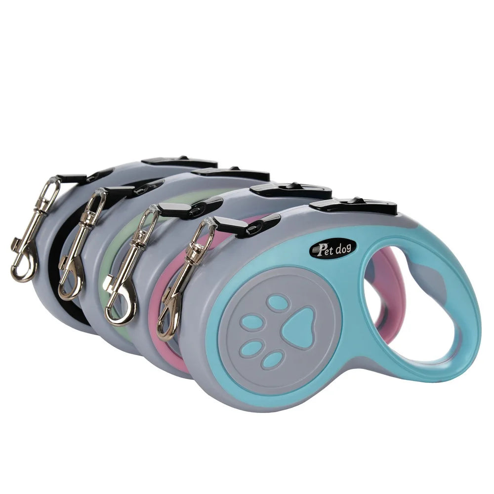 🇫🇷 Français : Laisse rétractable automatique pour chien – Motifs pattes et os  🇬🇧 English : Automatic Retractable Dog Leash – Bone & Paw Print Design