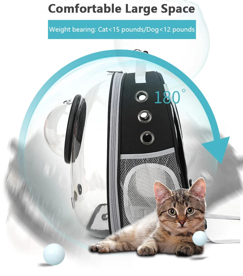🇫🇷 Sac à dos capsule transparent pour chat et petit chien – Sac de transport respirant et portable  🇬🇧 Transparent Capsule Pet Backpack – Breathable and portable carrier for cats & small dogs