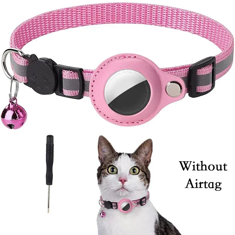 🇫🇷 Collier anti-perte pour chat – Compatible AirTag avec clochette et bande réfléchissante  🇬🇧 Anti-Lost Cat Collar – AirTag compatible with bell and reflective strap