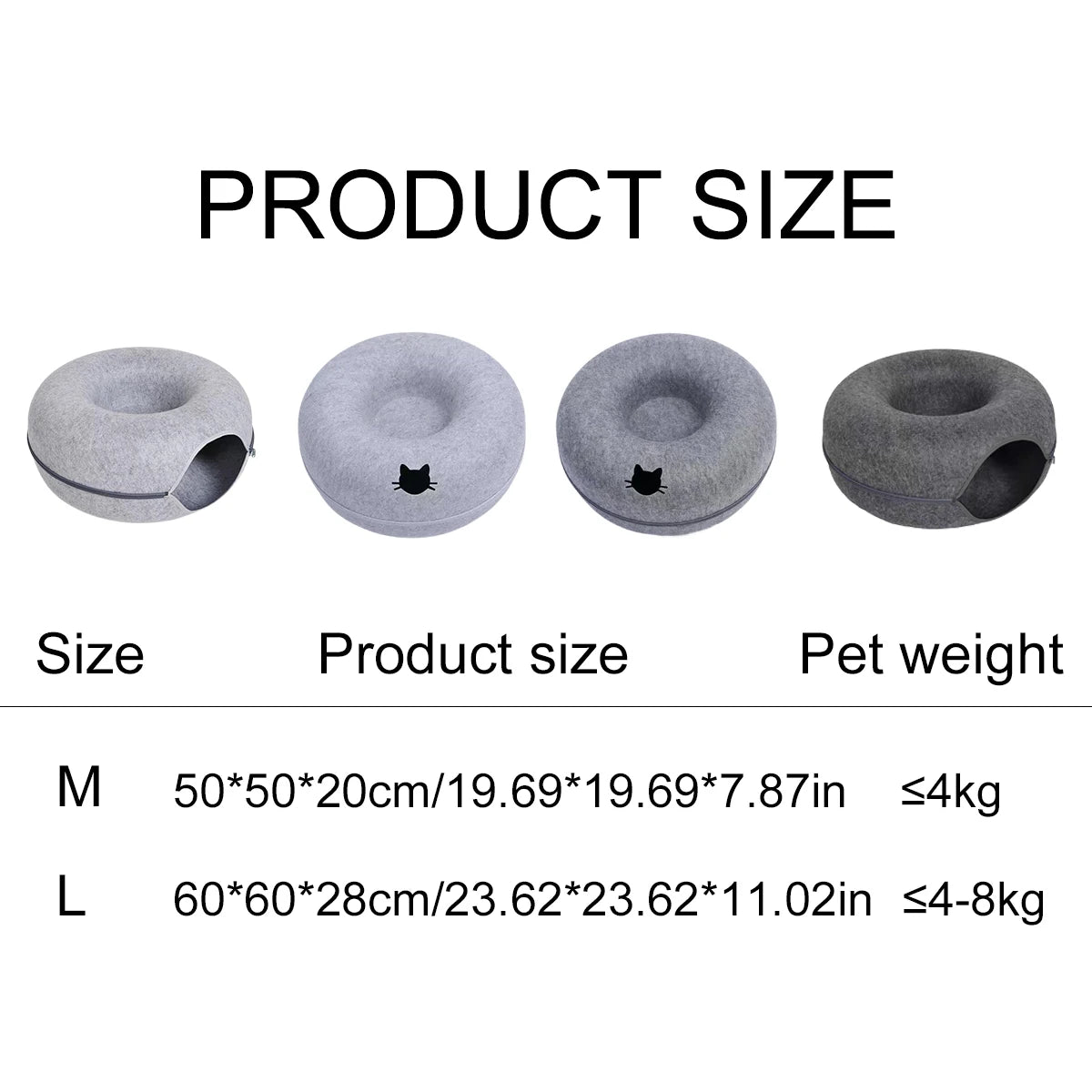 🇫🇷 Lit beignet en feutre pour chat – Maison 2-en-1 avec trou d’aération et tunnel pour jouer et se cacher 🇬🇧 Felt Donut Cat Bed – 2-in-1 House with Breather Hole and Tunnel for Hide & Play